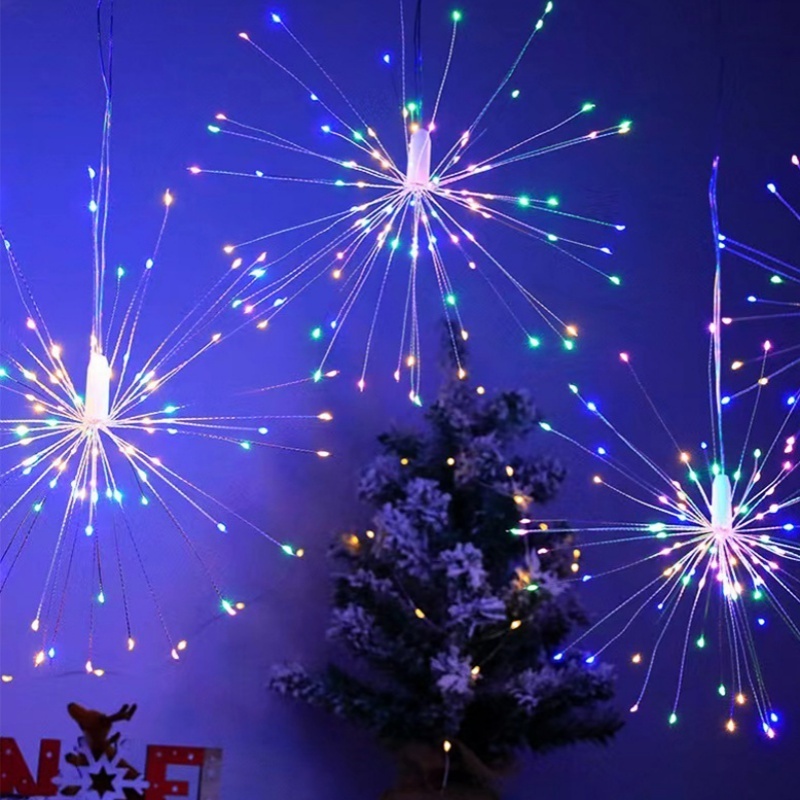 IP44 Solar Outdoor LED Christmas Fireworks Light Battery Power Many Modes Hanging Decoration