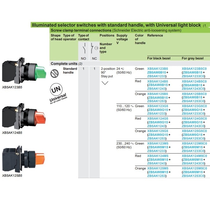 22mm Schneider Harmony XB5 Pushbutton Switch