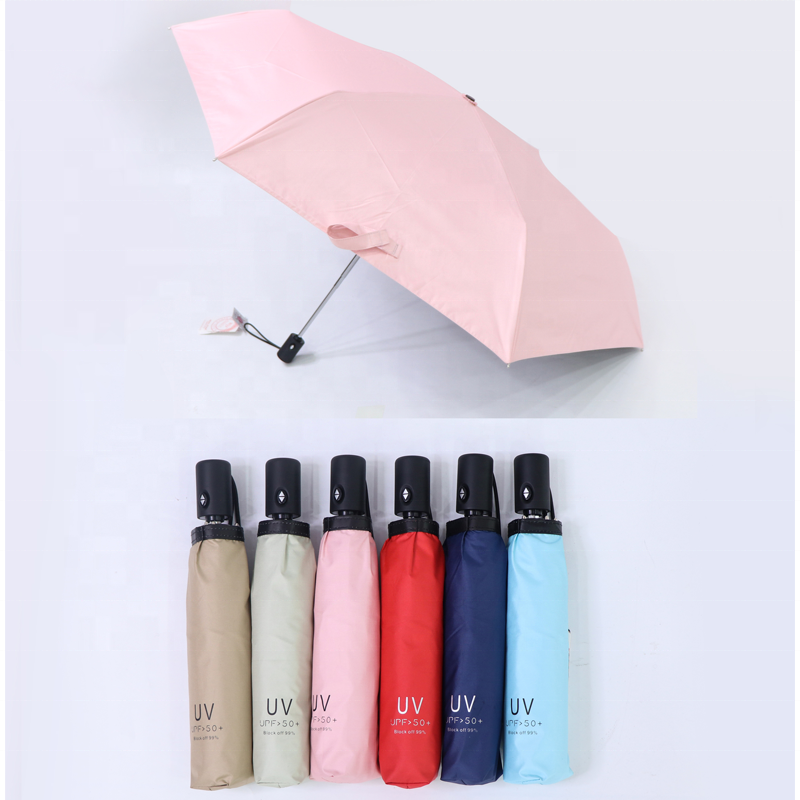 Real Star 3 fold automatic umbrella UV protection black coating mini 6 ribs Japan light weight umbrella compact sun umbrella