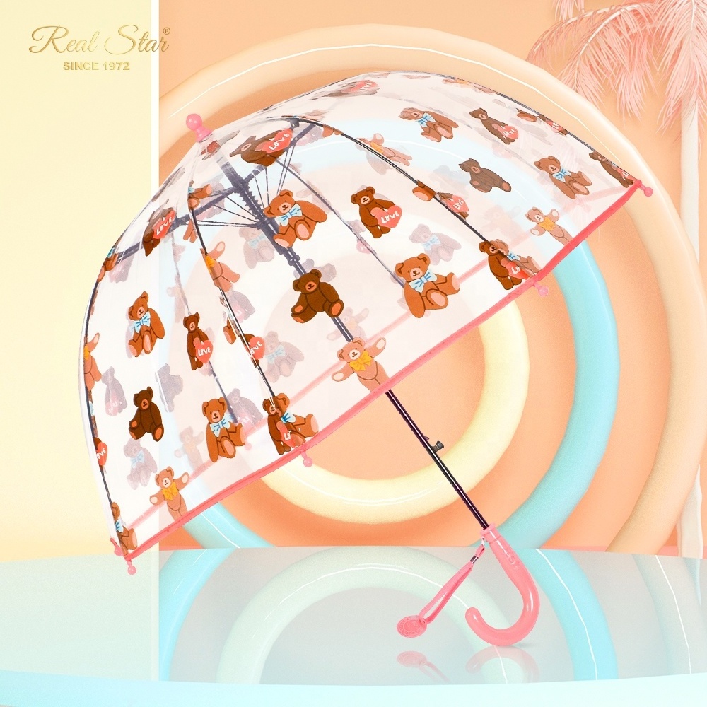 RST animal printing bubble mushroom transparent umbrella clear baby umbrella