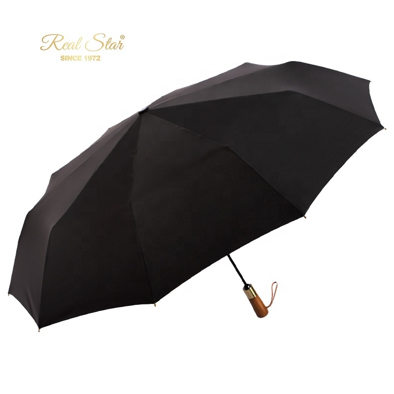 RST high quality wood handle custom umbrella luxury logo printing business man umbrella with gift box