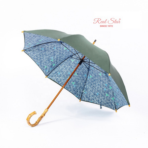 RST Real Star manual open long crook full printing double layer bamboo handle umbrella