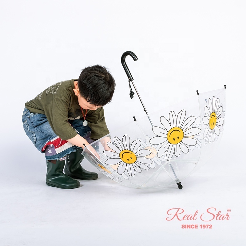 RST New arrival clear dome safe manual open children umbrella bubble shape kids umbrella with whistle