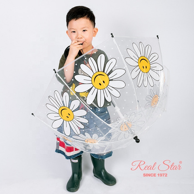 RST New arrival clear dome safe manual open children umbrella bubble shape kids umbrella with whistle