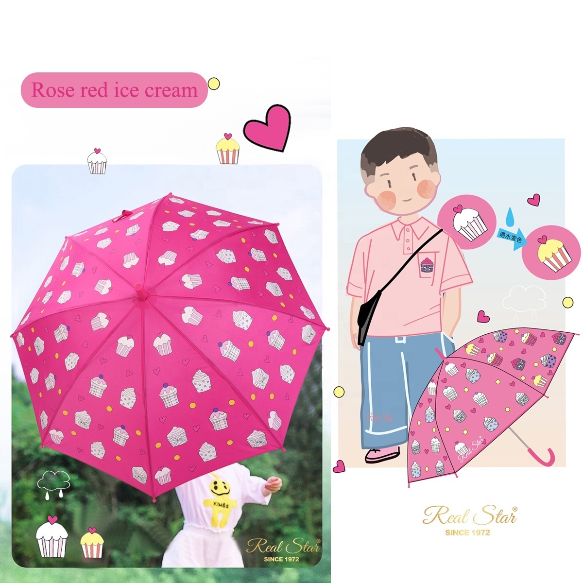 RST girl and boys umbrella creative magic color changing kid umbrellas