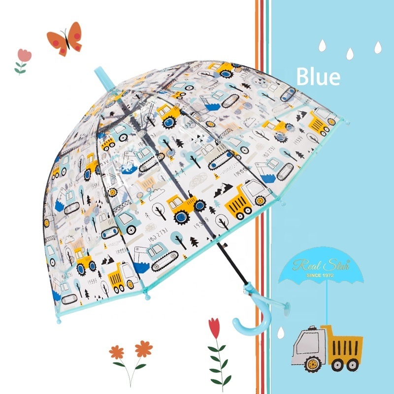 RST cars and trees dome clear durable kid umbrella baby cartoon children plastic umbrella