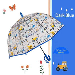 RST cars and trees dome clear durable kid umbrella baby cartoon children plastic umbrella