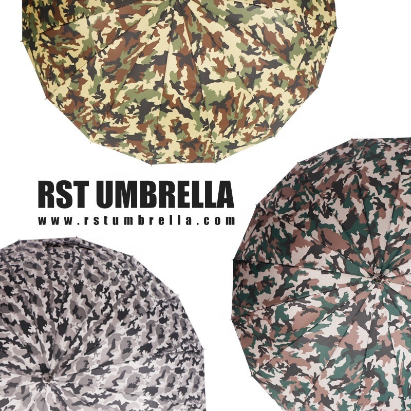 RST classic Camouflage straight umbrella rain and sun big size 25 inches  16 ribs windproof military color umbrella