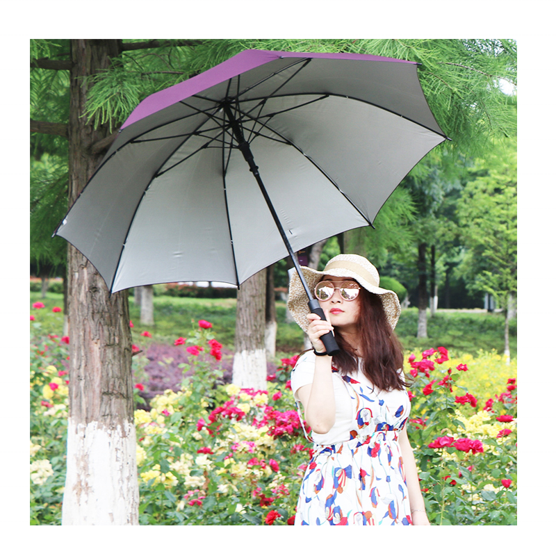 RST wind resistant custom sunshade auto silver coating carbon fiber big golf umbrella promotion EVA foam handle umbrella