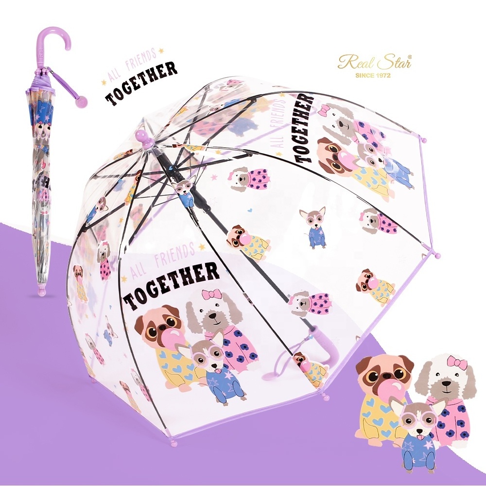 RST new cartoon dog/flower/unicorn/dinosaur printing bubble mushroom kid clear transparent umbrella