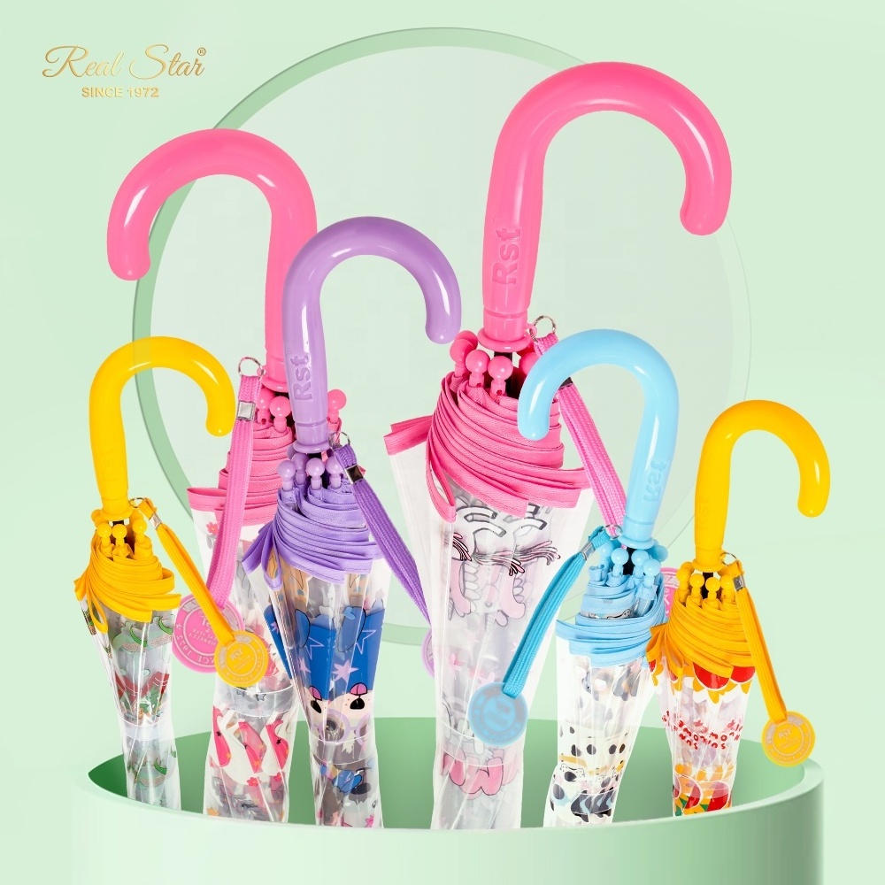 RST new cartoon dog/flower/unicorn/dinosaur printing bubble mushroom kid clear transparent umbrella