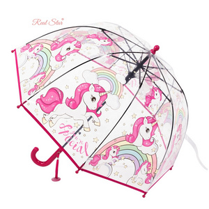 RST Guangzhou wholesale kids cheap umbrella new dome 19 inch small size clear unicorn umbrella