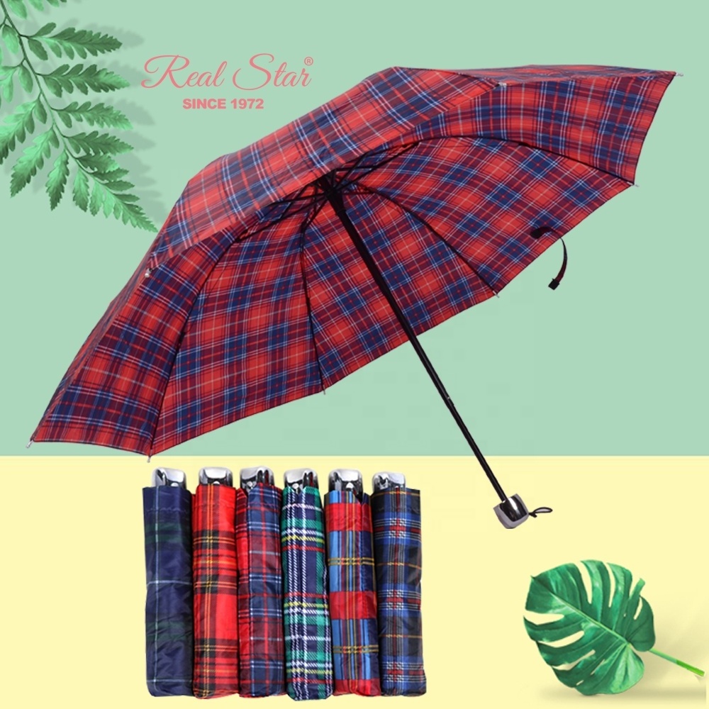 Happy Swan Polyester China supplier Cheap market umbrella three Folding manual umbrella in Morocco