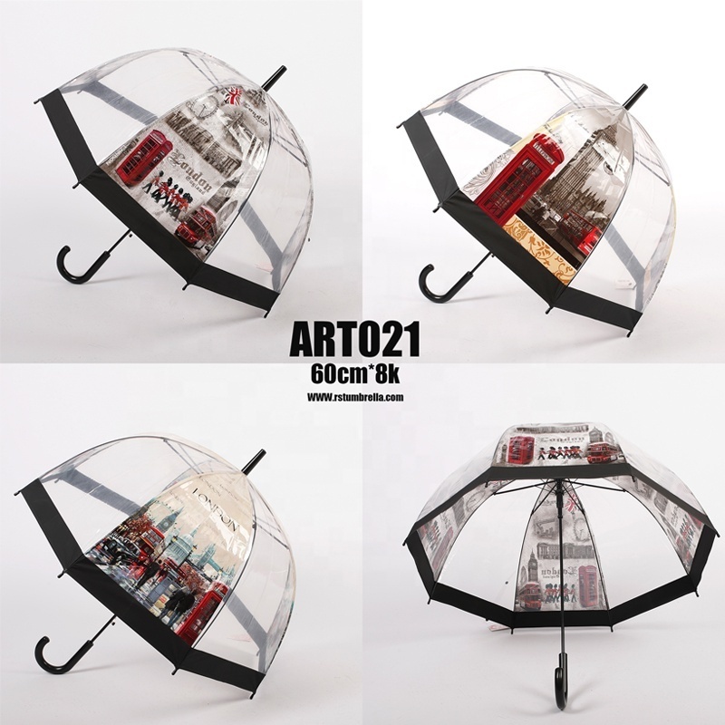 RST cheap wholesale rain clear umbrella Transparent Dome Birdcage Umbrella