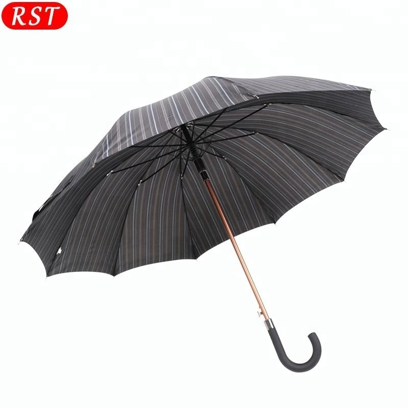 RST Chinese golden shaft wholesale private label custom logo10 ribs 25 inches straight full body umbrella for sale