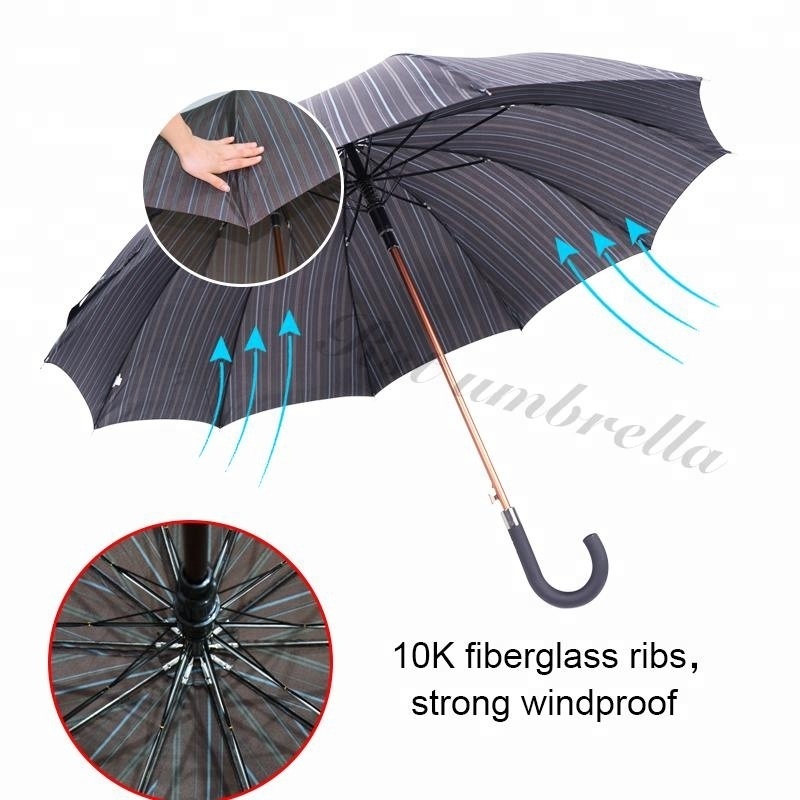 RST Chinese golden shaft wholesale private label custom logo10 ribs 25 inches straight full body umbrella for sale