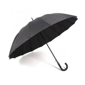 RST Yiwu 25''*16K straight advertising plain black 16 ribs custom logo prints rain long custom logo print umbrellas