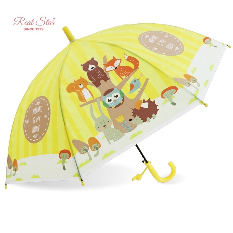 RST high quality wholesale dog print Unicorn kid PVC umbrella children umbrella with whistle