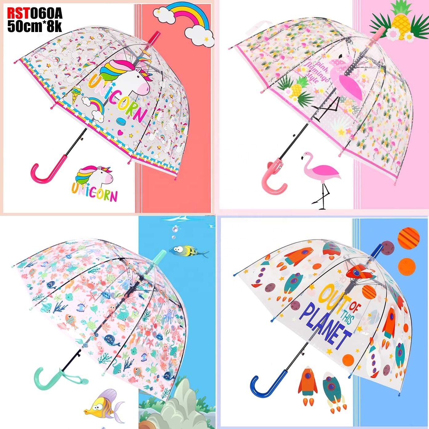 RST unicorn and flamingo full print kid umbrella for school boys  and girls nice new designs children sombrilla infantil