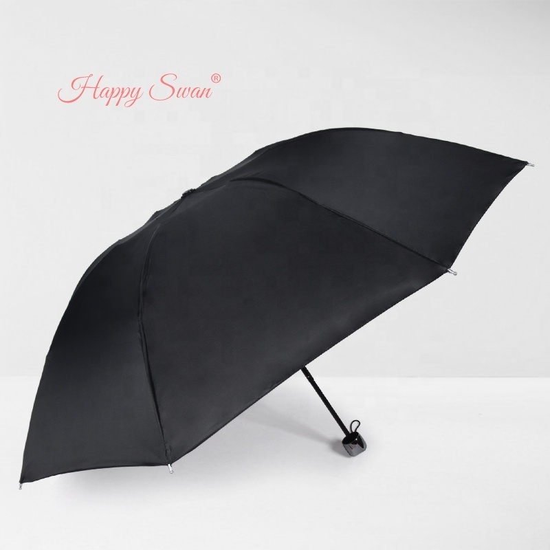 Happy Swan cheap wholesale gift umbrella black small fold umbrella for logo printing