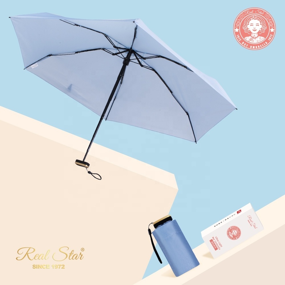 RST Ningbo port China manufacturer 14cm 6 fold small flat umbrella with gift box