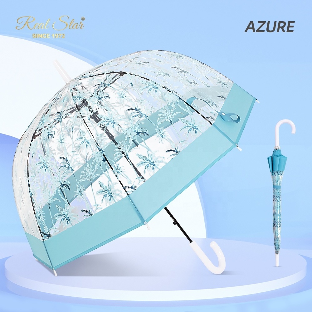 RST new printing girl and woman clear umbrella wide boarder updated transparent dome umbrella