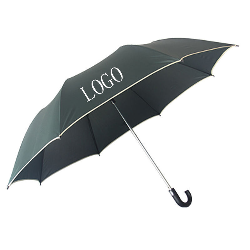 27 inch semi auto open hook handle J shape plastic handle promotional 2 folding umbrella