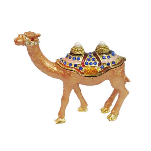 Camel Animal Shaped Hand Printed Craft Metal Trinket Box Jewelry Wedding Decor