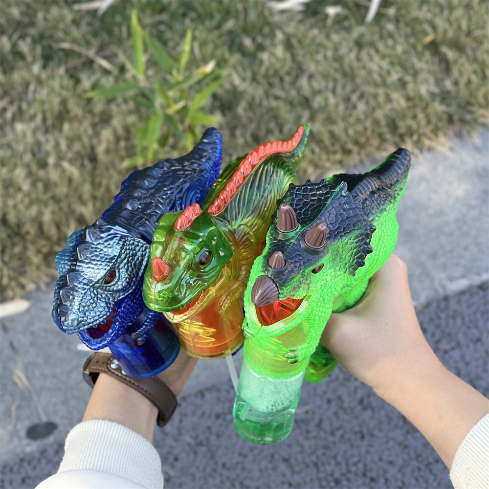 Toy Dinosaur Bubble Gun With Led Flash Light Up Sound And Soap Bubble Water