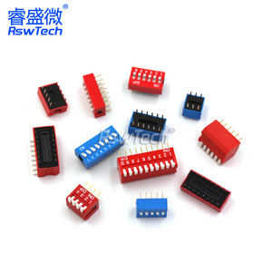 Wholesale High Quality 8P Dip Switch 2.54mm 1 2 3 4 5 6 7 8 9 10 12 Pin Push Button Toggle Switch On-Off Red DIP Push Switches