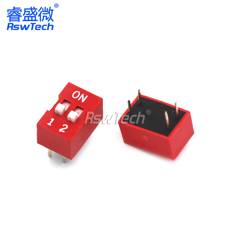 Wholesale High Quality 8P Dip Switch 2.54mm 1 2 3 4 5 6 7 8 9 10 12 Pin Push Button Toggle Switch On-Off Red DIP Push Switches