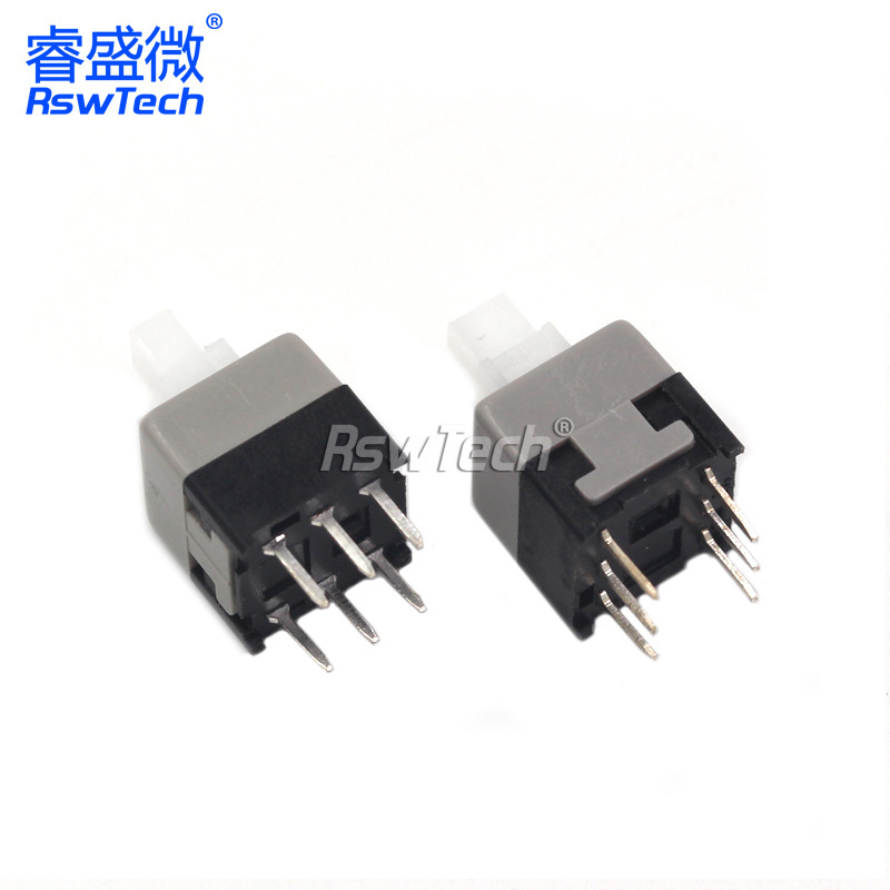 Blue White Light Switches 8.5x8.5mm 6 Pin Vertical 8mm Momentary Push Button Switch On Off Button Square Self-Locking Switch