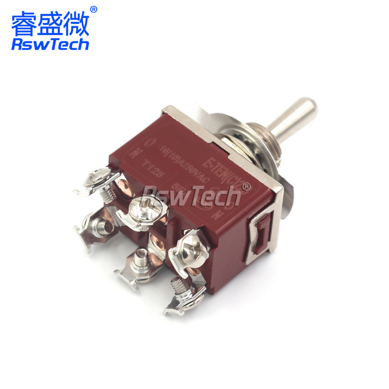 3 Position Toggle Rocker Switch 6 Pin On-On-on E-TEN123 E-TEN223 Switches 3Pins Red The Reset Metal 6Pin Toggle Switches