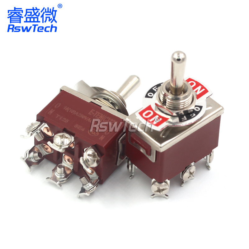 3 Position Toggle Rocker Switch 6 Pin On-On-on E-TEN123 E-TEN223 Switches 3Pins Red The Reset Metal 6Pin Toggle Switches