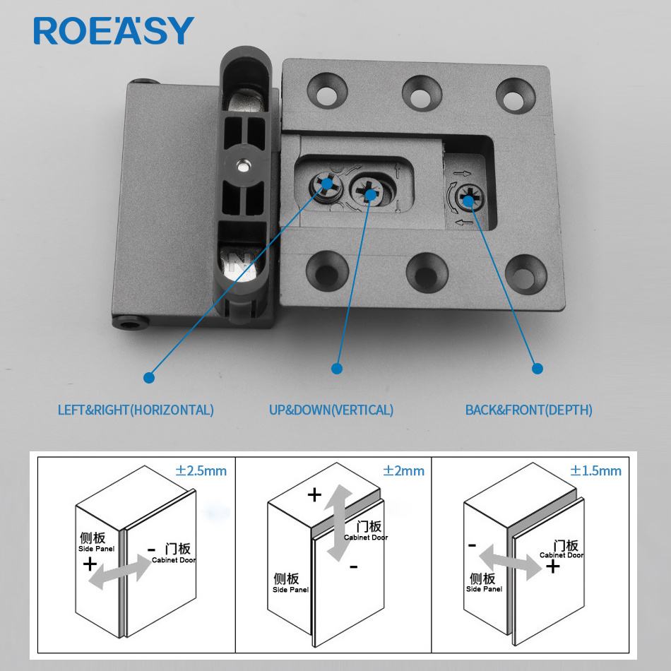 ROEASY 270 Degree Concealed Cabinet Hinge Aluminum Frame Glass Door Pivot Hinge for Kitchen