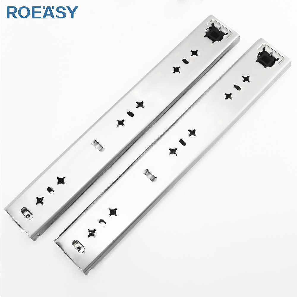 ROEASY Self closing drawer slide 53mm drawer slide solf close  rail heavy duty locking drawer slide telescope  cabinet handle