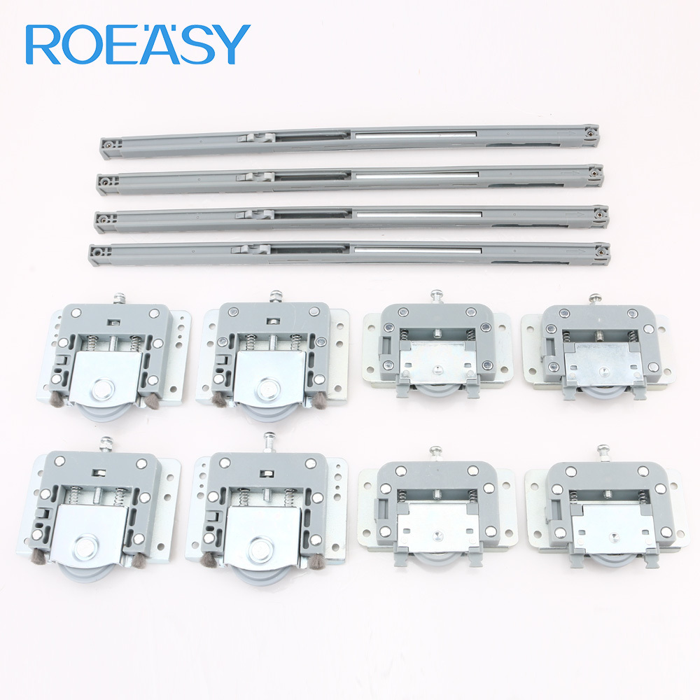 ROEASY Double Track Wooden Door Roller Wheel for Sliding Gate Furniture Fitting Cabinet Wardrobe Sliding Door Roller