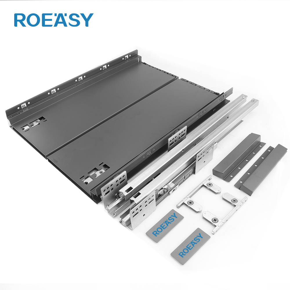 Roeasy TD-195CT 182MM Metal Box Kitchen Cabinet Soft Close Drawer Slide Kitchen Hardware Slim Box Slide