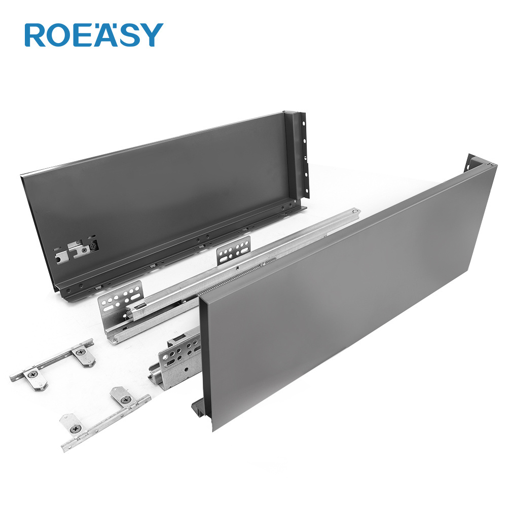 Roeasy TD-195CT 182MM Metal Box Kitchen Cabinet Soft Close Drawer Slide Kitchen Hardware Slim Box Slide