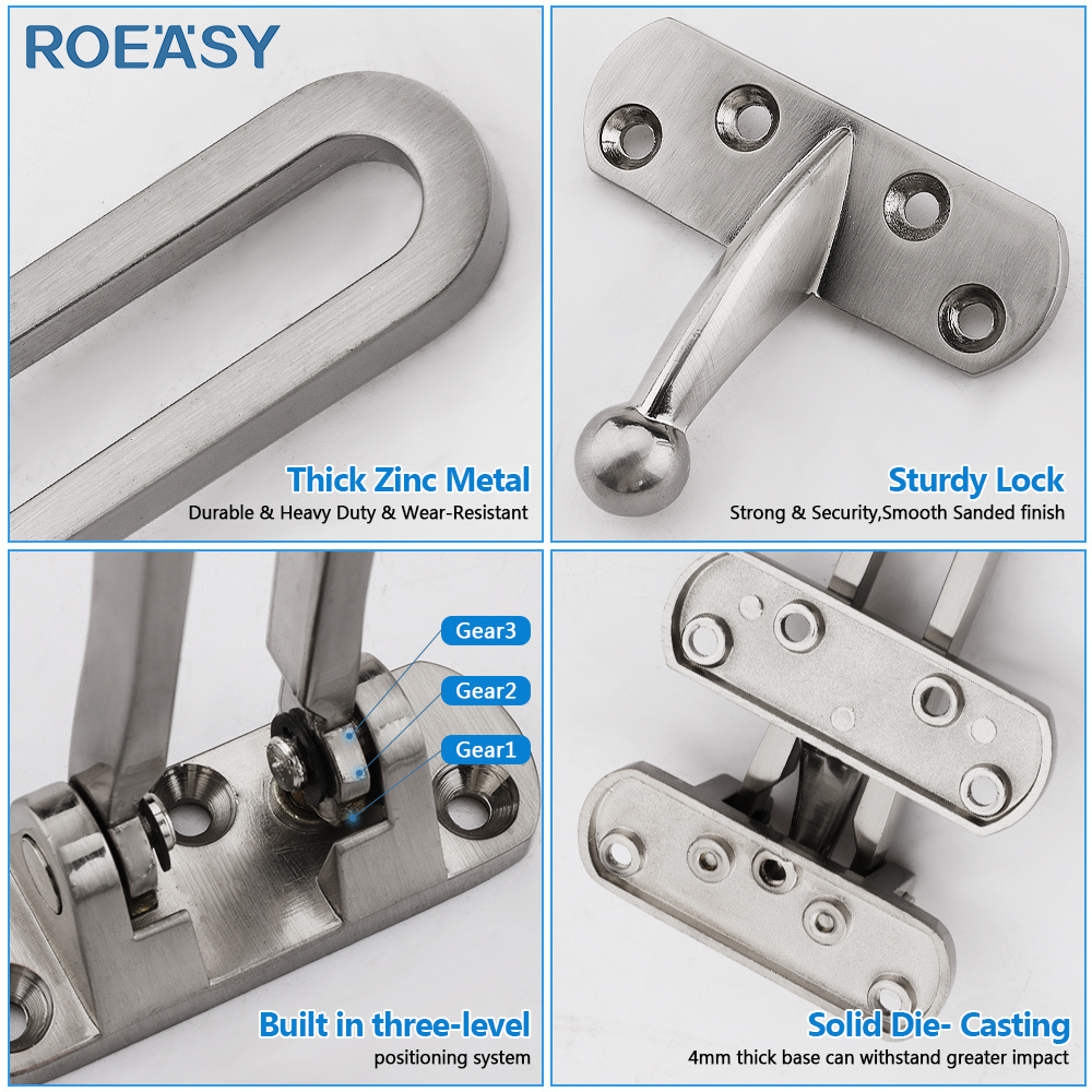 Roeasy FD03 zinc alloy anti-theft clasp privacy door lock buckle security door latch lock door guard bolt for hotel