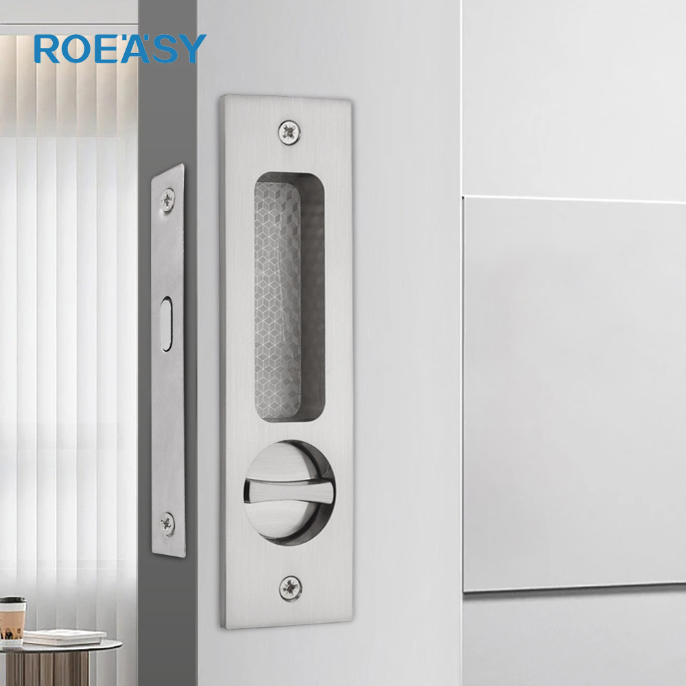 ROEASY Zinc Alloy Recessed Door Handle Lock Hidden Pull Handle Balcony Invisible Wooden Sliding Doors Hook Locks