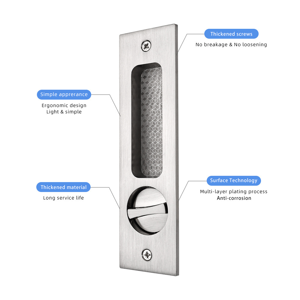 ROEASY Zinc Alloy Recessed Door Handle Lock Hidden Pull Handle Balcony Invisible Wooden Sliding Doors Hook Locks