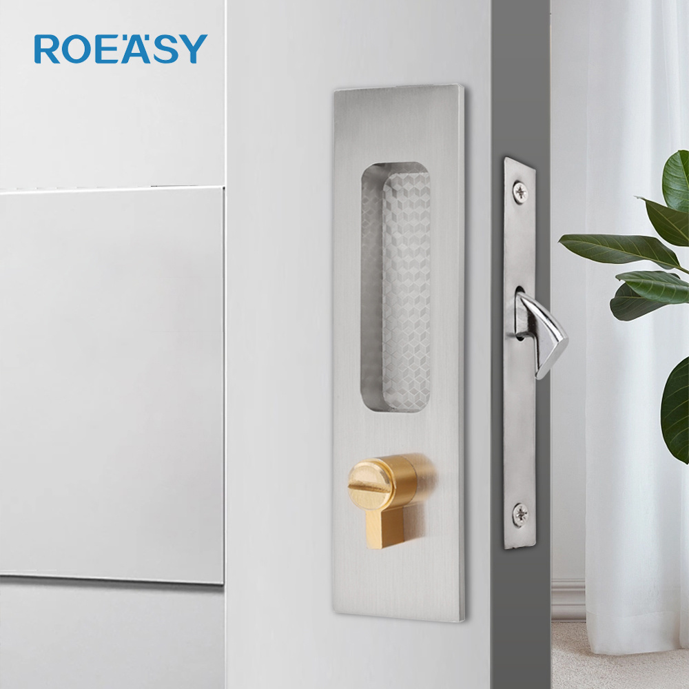 ROEASY Zinc Alloy Recessed Door Handle Lock Hidden Pull Handle Balcony Invisible Wooden Sliding Doors Hook Locks