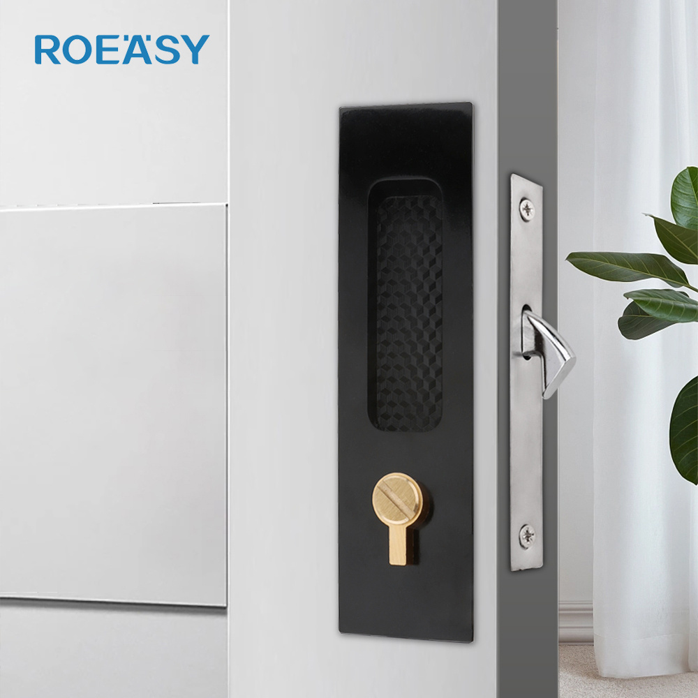 ROEASY Concealed Hidden Handle Sliding Gate Mortise Door Lock Sliding Hook Door Lock for Wooden Door