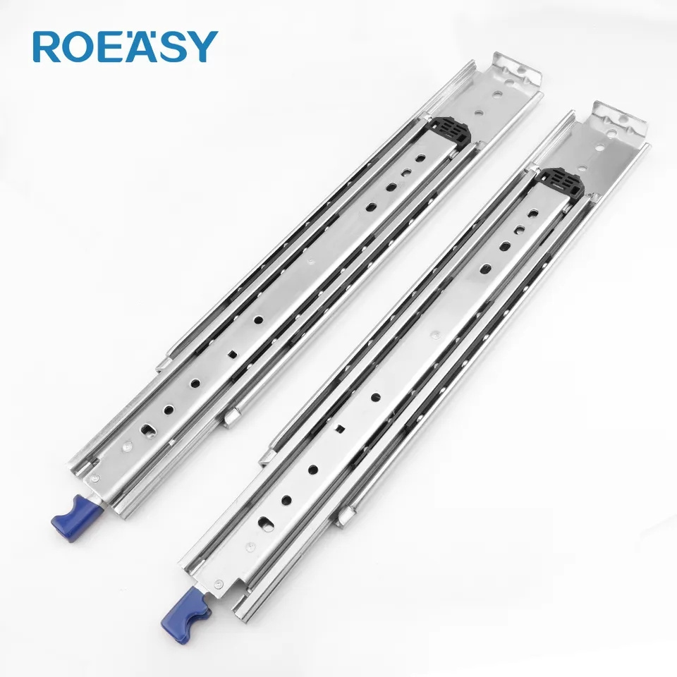 ROEASY 76MM Full Extension 225Kg Locking Kitchen Slide Heavy Duty Telescopic Drawer Slides For Industrial