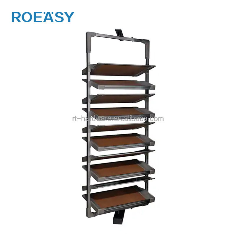 ROEASY Closet Shoes Shelves Organizer Storage 8 Tier Pull Out 360 Degree Wardrobe Cabinet Rotating Shoe Rack