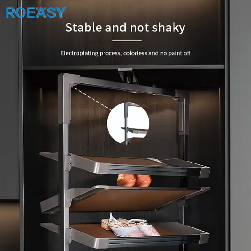 ROEASY Closet Shoes Shelves Organizer Storage 8 Tier Pull Out 360 Degree Wardrobe Cabinet Rotating Shoe Rack