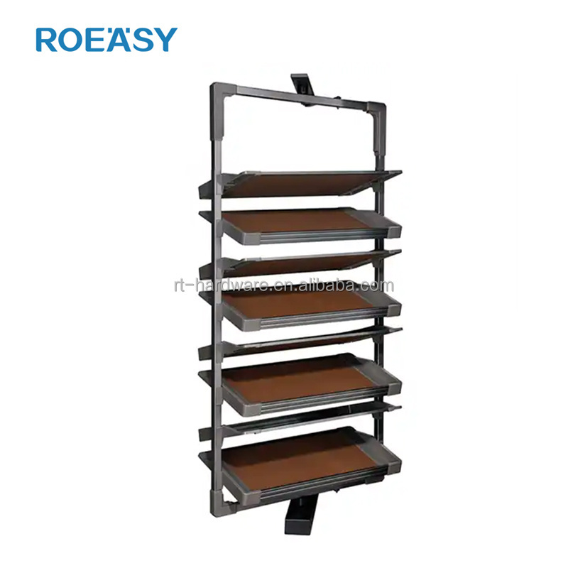 ROEASY Closet Shoes Shelves Organizer Storage 8 Tier Pull Out 360 Degree Wardrobe Cabinet Rotating Shoe Rack