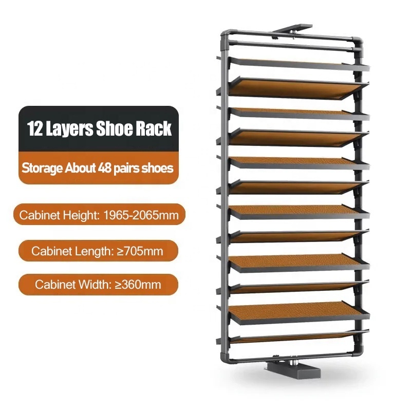 ROEASY Closet Organizer Revolving Shoes Shelf 12 Layers 360 Degree Wardrobe Rotating Shoe Rack for Home