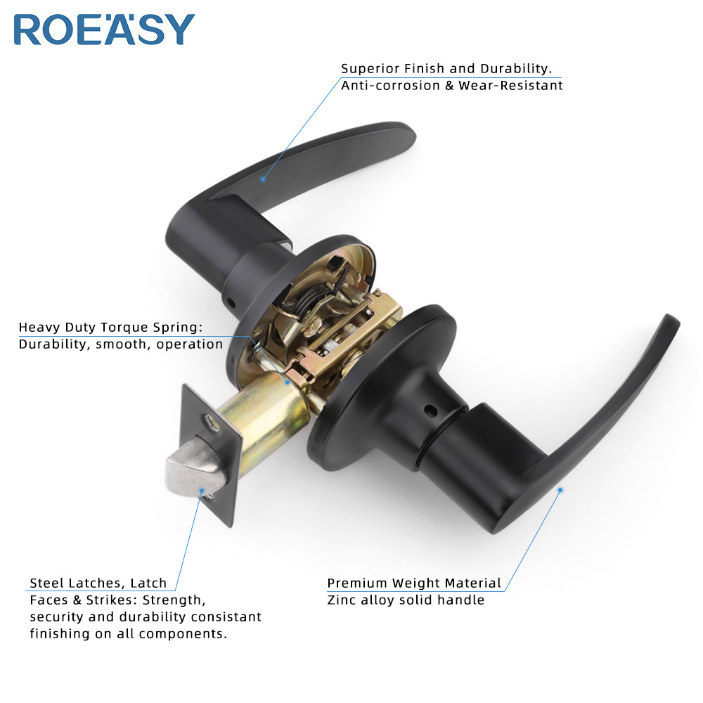 ROEASY Zinc Alloy Passage Commercial Cylindrical Lock Hotel Bathroom Privacy Tubular Lever Door Handle Door Lock